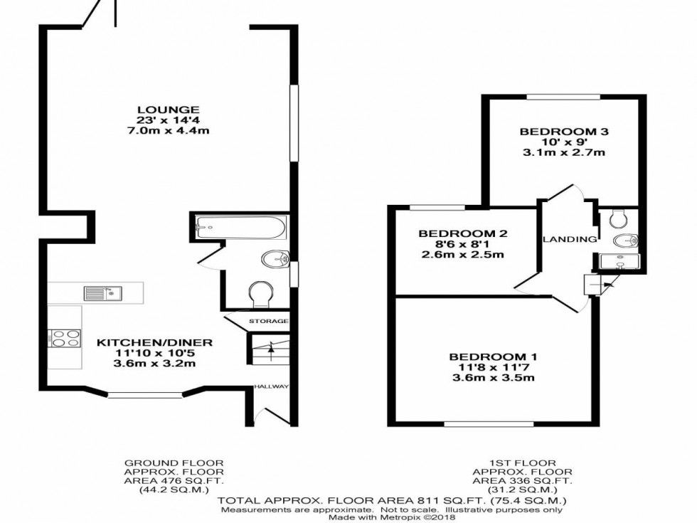 Floorplan for Woodside, Gillingham, Kent  ME8 0PL