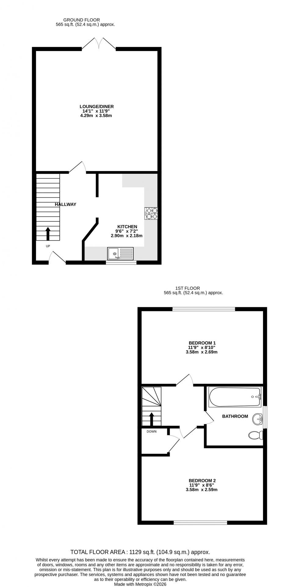 Floorplan for Shorefields, Gillingham, Kent ME8 8SB