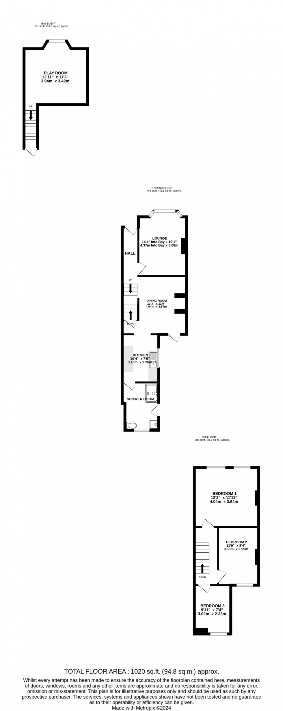 Floorplan for Rochester Avenue, Rochester, Kent ME1 2DR