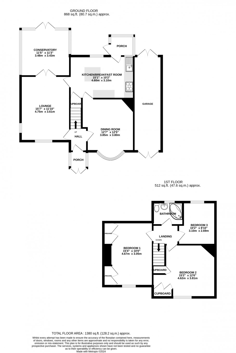 Floorplan for Horsted Way, Rochester, Kent ME1 2XY