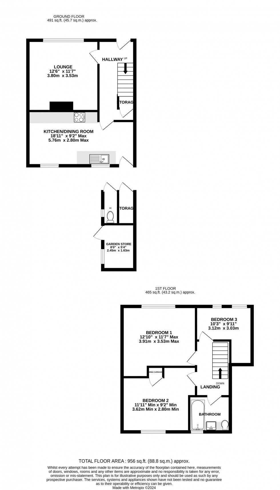 Floorplan for Churchill Avenue, Walderslade, Kent ME5 0LA