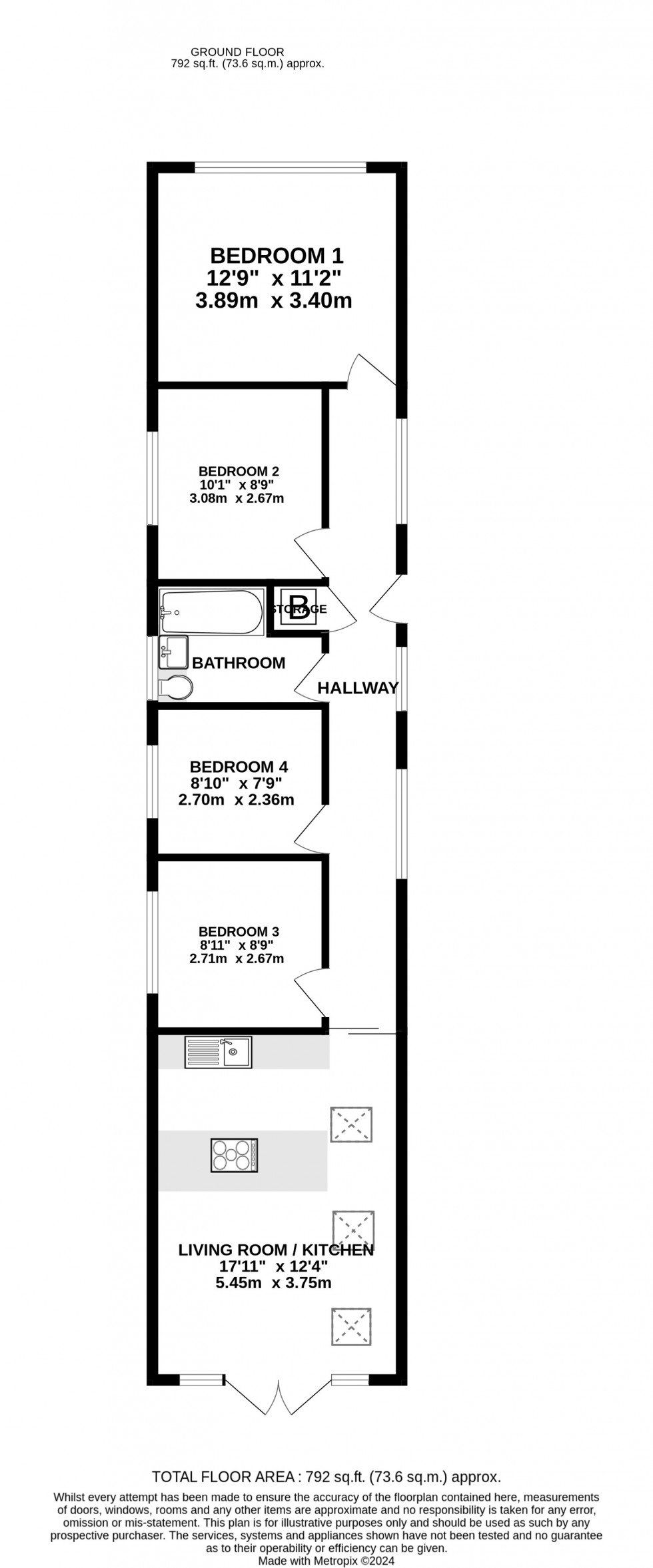 Floorplan for Chestnut Avenue, Walderslade, Chatham, Kent ME5 9AH