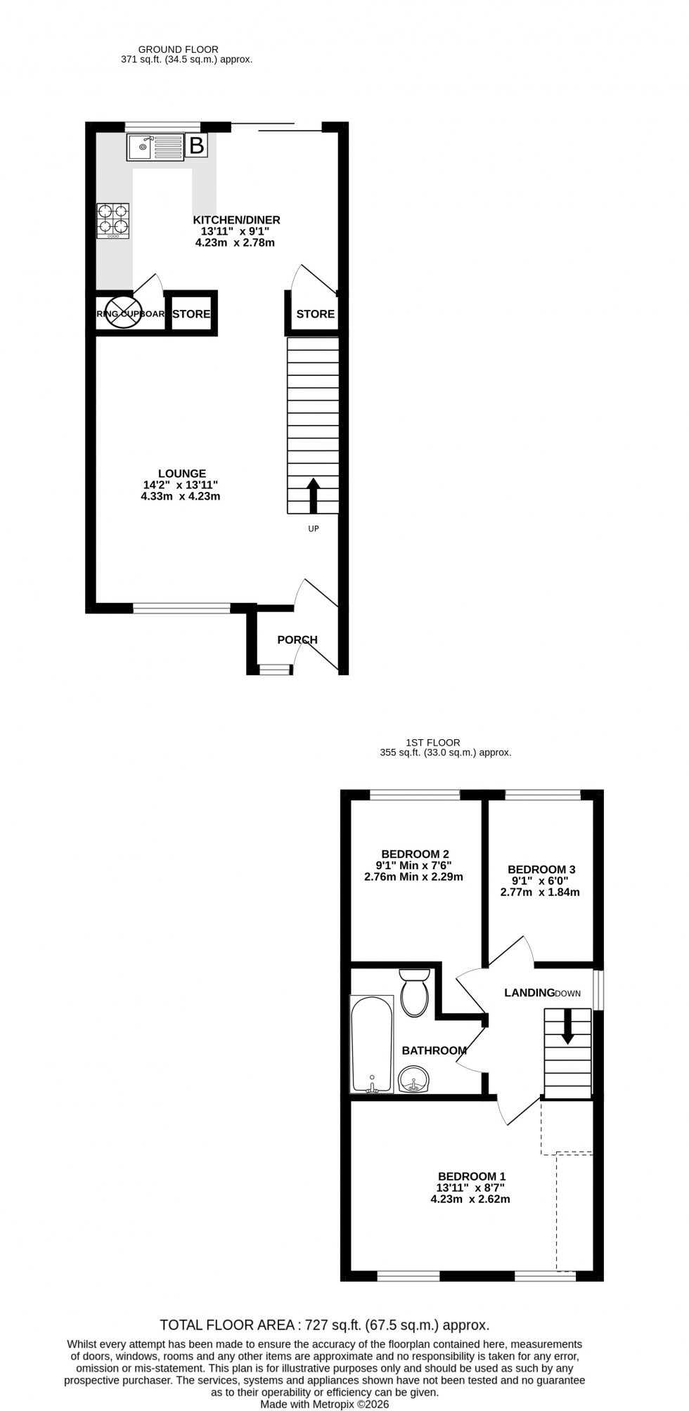 Floorplan for Croydon Close, Lordswood, Chatham, Kent ME5 8RT