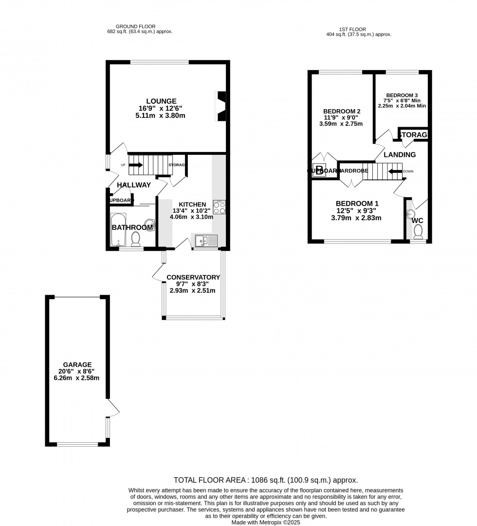 Floorplan for Courtfield Avenue, Lordswood, Chatham, Kent ME5 8QR