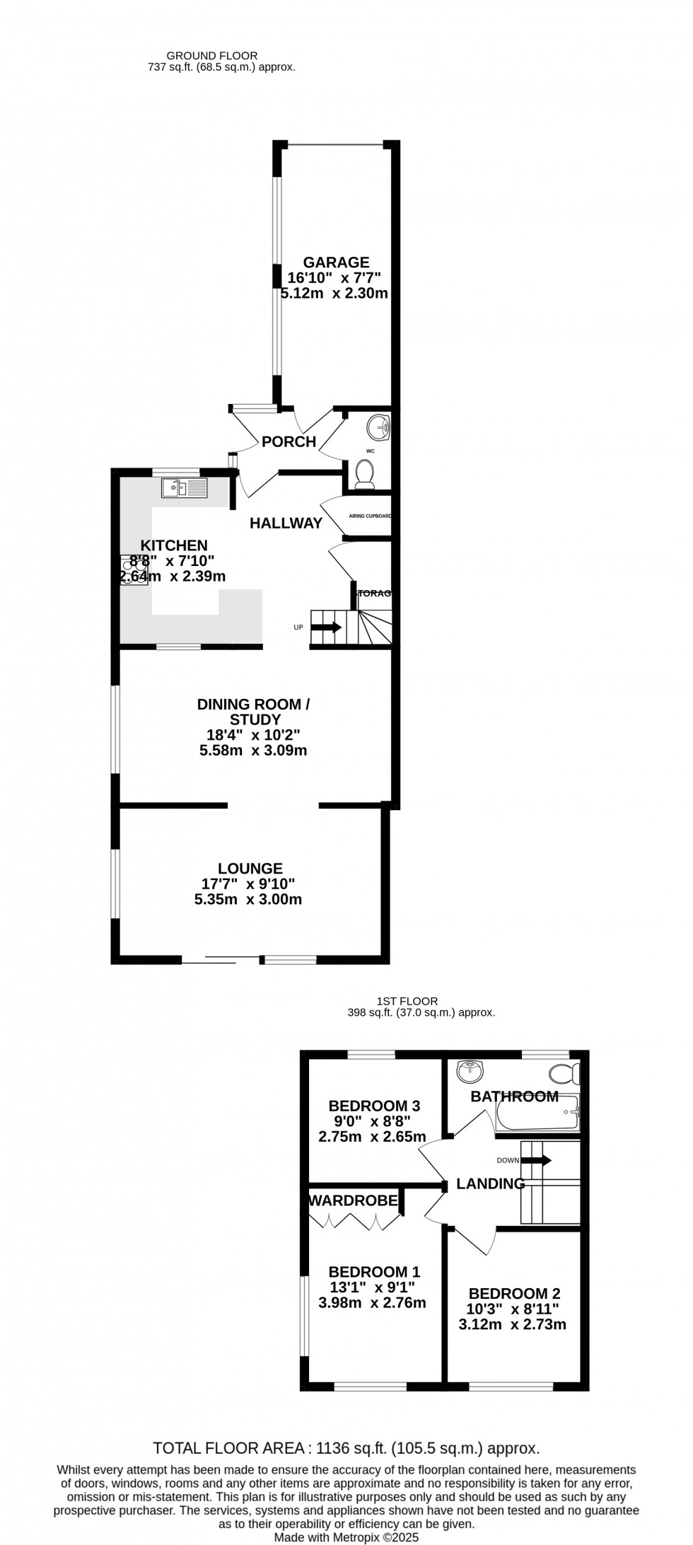 Floorplan for Courtfield Avenue, Lordswood, Chatham, Kent ME5 8QE
