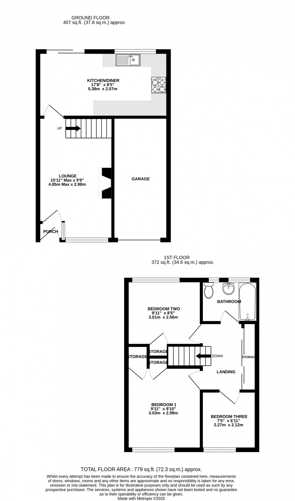 Floorplan for Sun Terrace, Sundridge Drive, Walderslade, Chatham, Kent ME5 8HB
