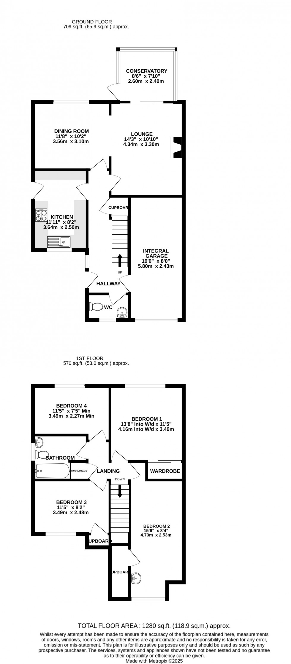 Floorplan for Parker Close, Parkwood, Gillingham, Kent ME8 9NQ