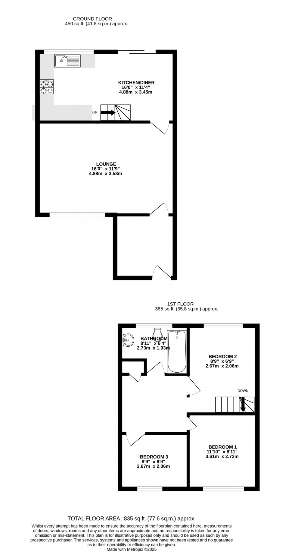 Floorplan for Merivale Grove, Walderslade, Chatham, Kent ME5 8HP