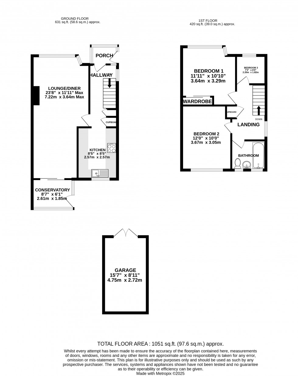 Floorplan for Vale Drive, Chatham, Kent ME5 9XA