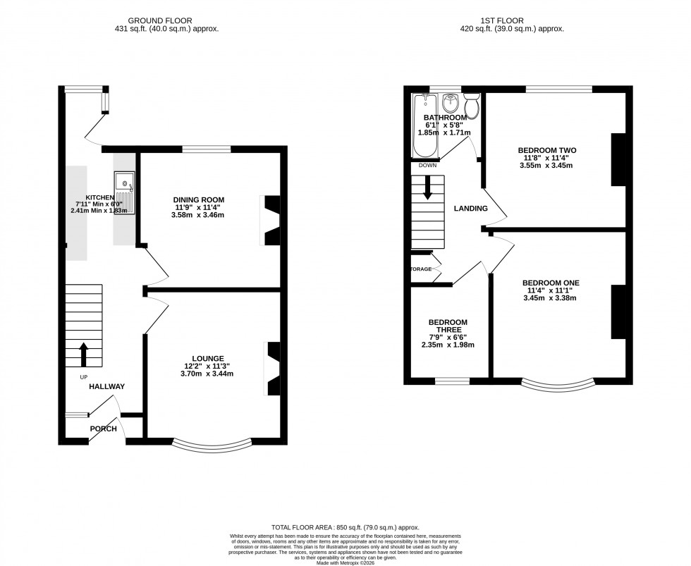 Floorplan for Sanctuary Road, Twydall, Gillingham, Kent ME8 6BP