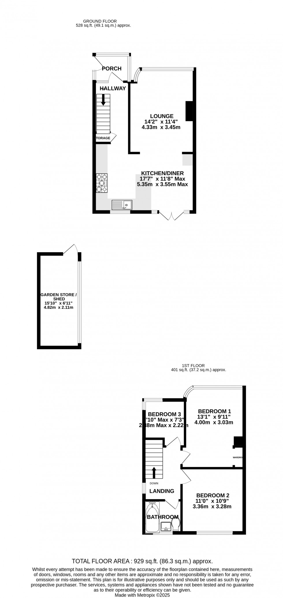 Floorplan for Nickleby Close, Rochester, Kent ME1 2LE