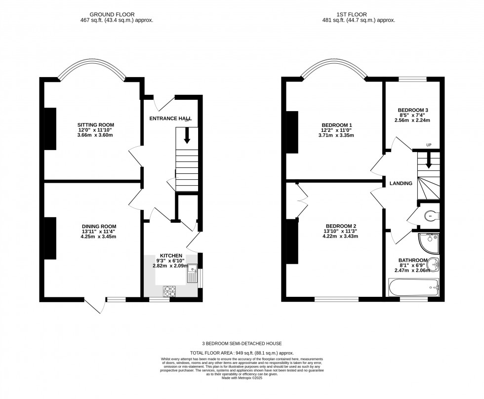 Floorplan for Sunnymead Avenue, Gillingham, Kent ME7 2EA