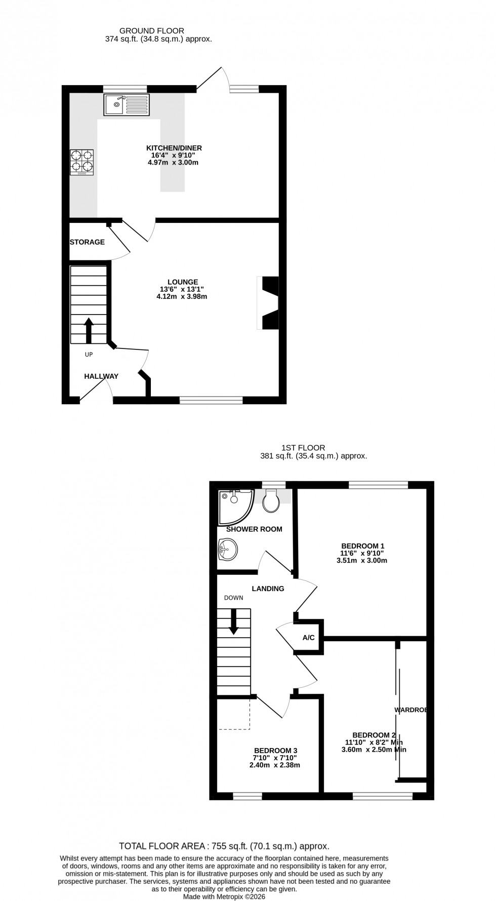 Floorplan for Stour Close, Strood, Kent ME2 3JZ