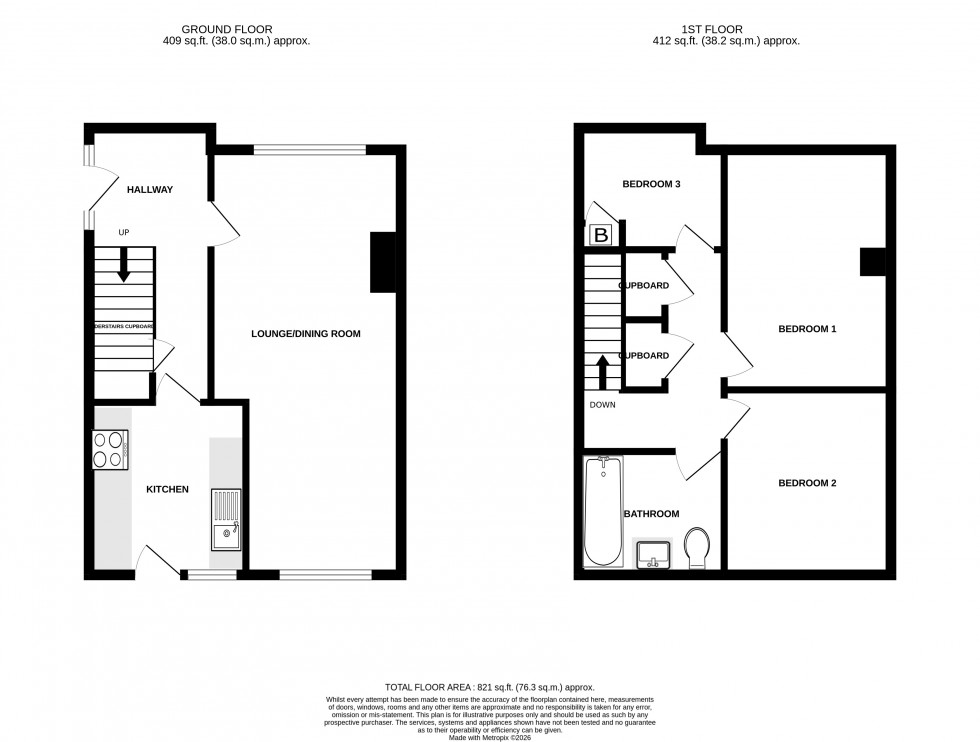 Floorplan for Sutherland Gardens, Gillingham, Kent ME8 9LZ