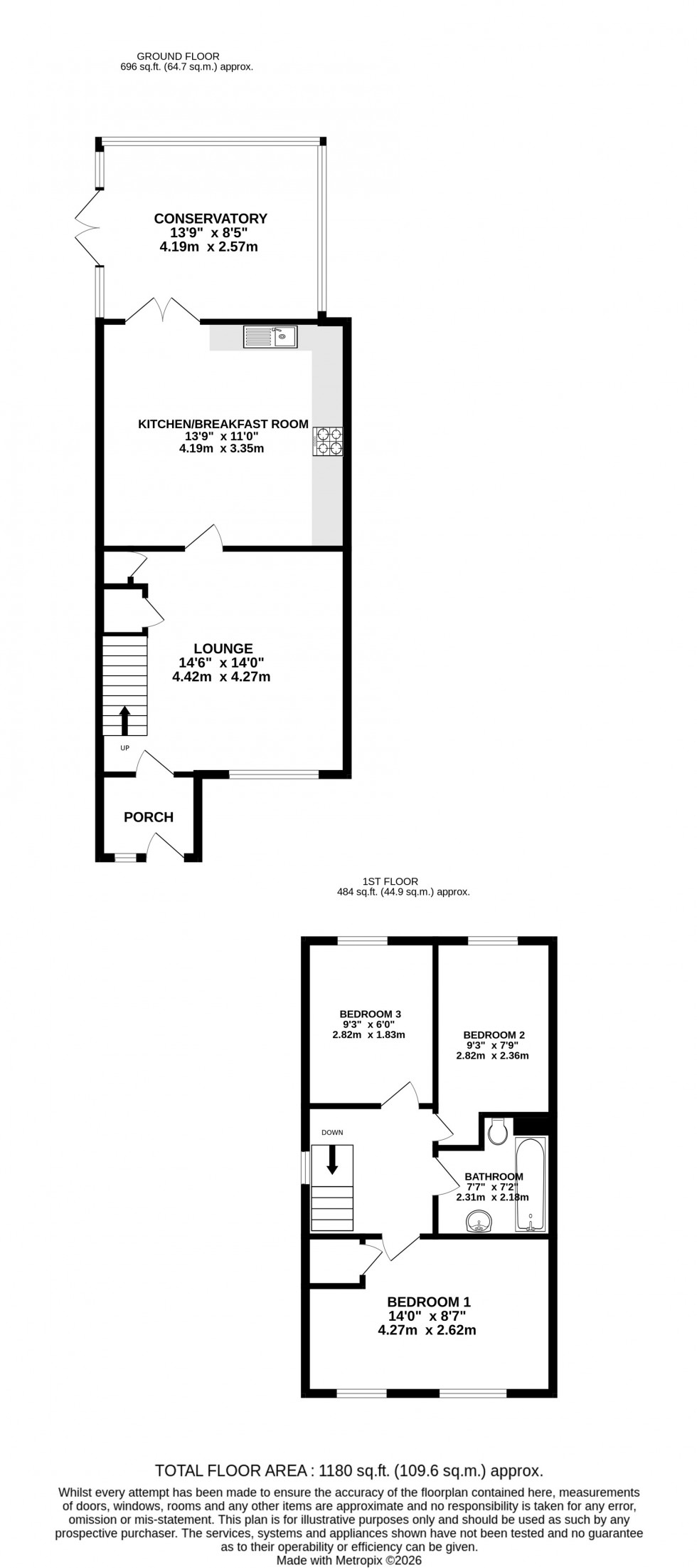 Floorplan for Croydon Close, Lordswood, Chatham, Kent ME5 8RS
