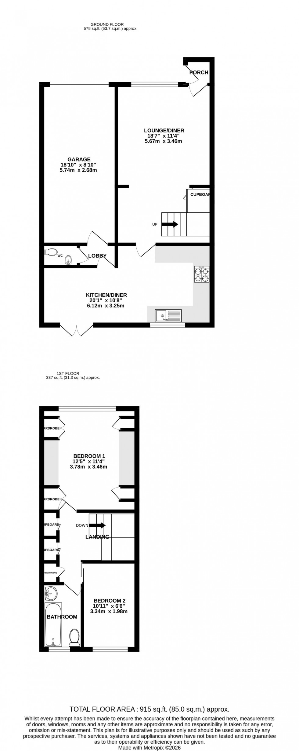 Floorplan for Sedley Close, Parkwood, Gillingham, Kent ME8 9QY