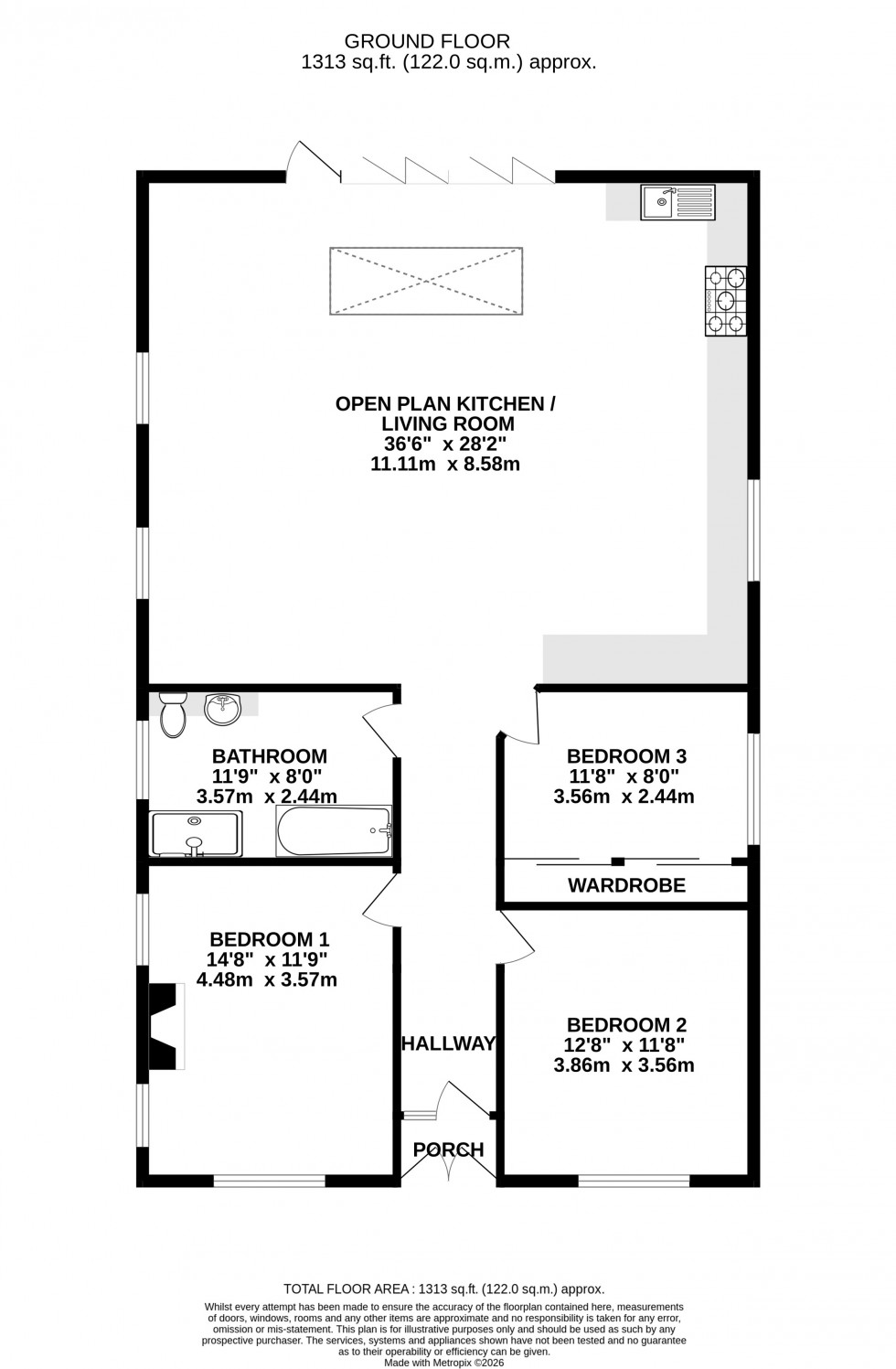 Floorplan for Chestnut Avenue, Walderslade, Chatham, Kent ME5 9AJ