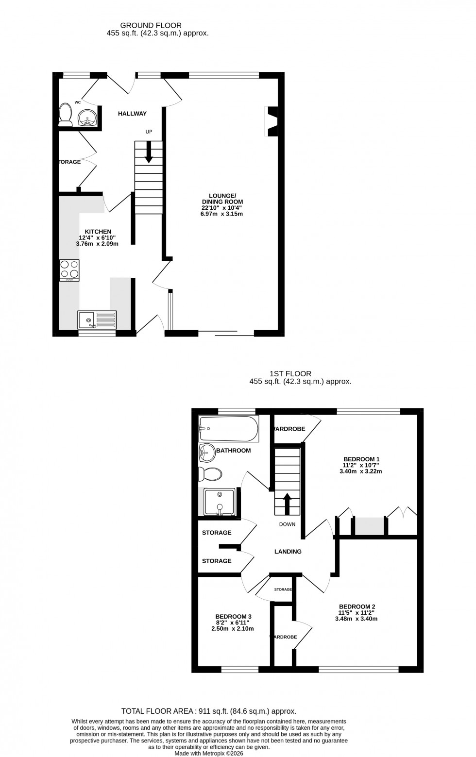 Floorplan for Phoenix Road, Lordswood, Chatham, Kent ME5 8SY