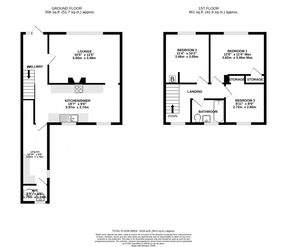Floorplan for Newnham Close, Twydall, Gillingham, Kent ME8 6SW