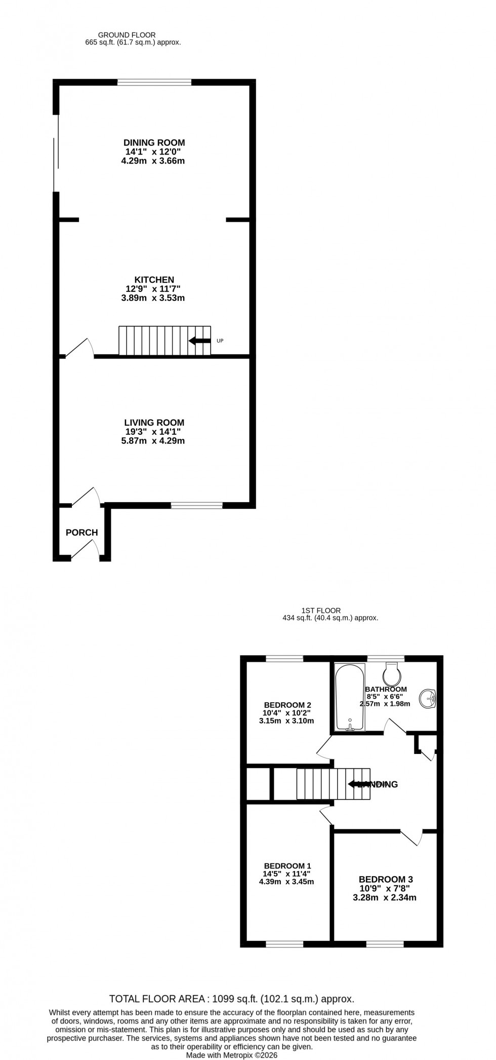 Floorplan for Birch Drive, Lordswood, Chatham, Kent ME5 8YU