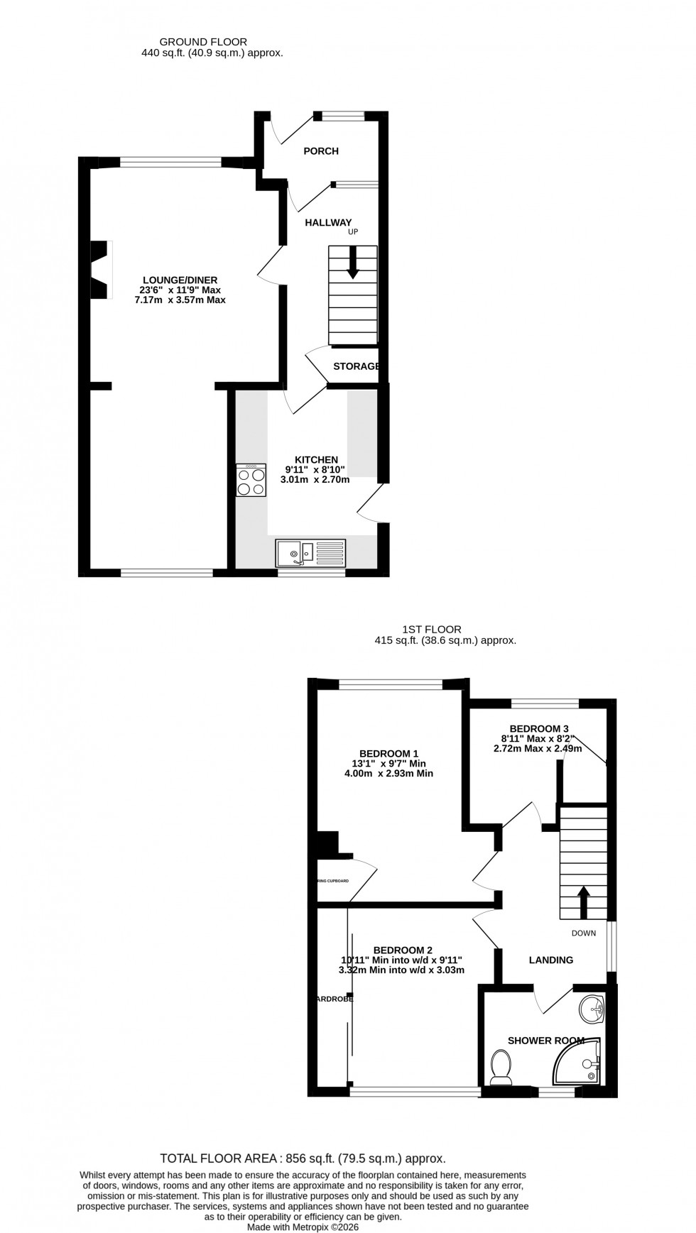 Floorplan for Larchcroft, Walderslade, Chatham, Kent ME5 0NL