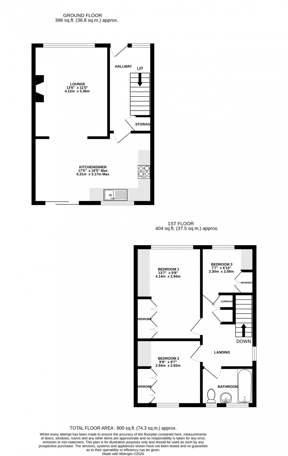 Floorplan for Sundridge Drive, Walderslade, Kent ME5 8HE