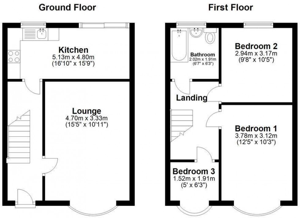 Floorplan for Grafton Avenue, Rochester, Kent ME1 2RP