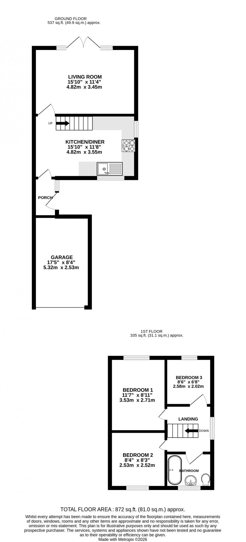 Floorplan for Fir Tree Grove, Lordswood, Chatham, Kent ME5 8XD