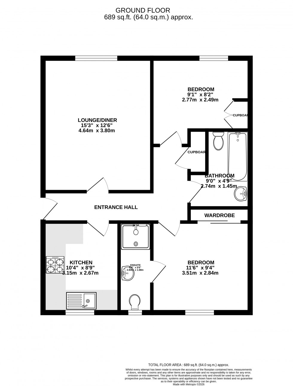 Floorplan for St Margarets Court, Hurst Place, Rainham, Gillingham, Kent ME8 9BF