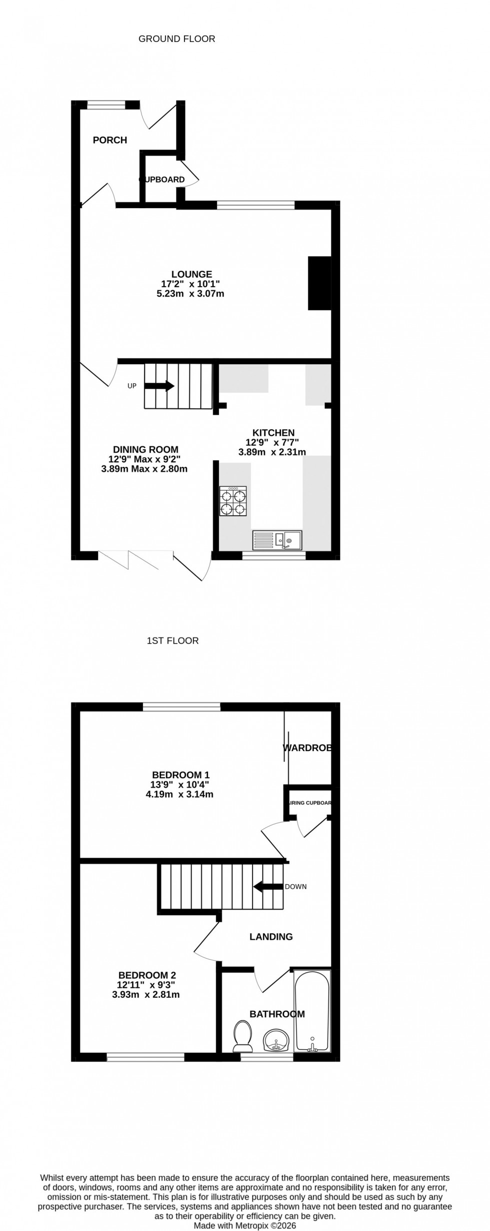 Floorplan for Chute Close, Parkwood, Gillingham, Kent ME8 9RW